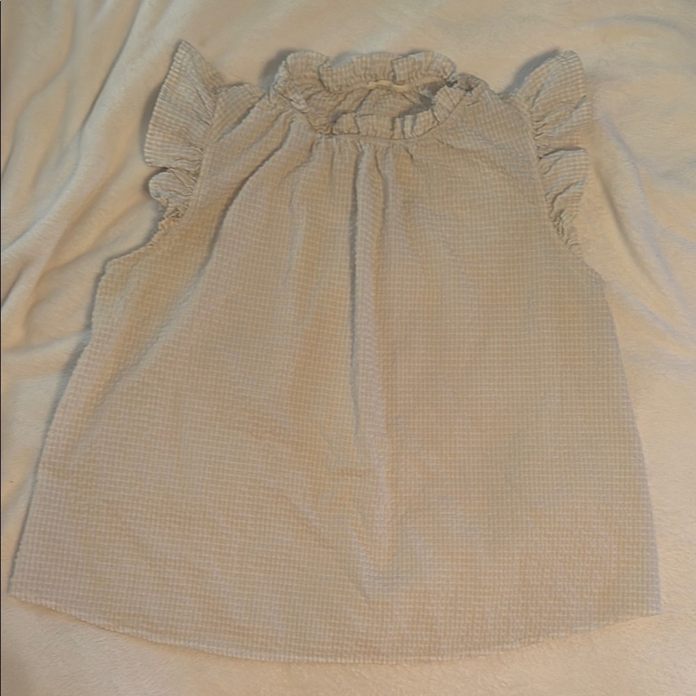 Textured Ruffle Top in White